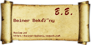 Beiner Bekény névjegykártya